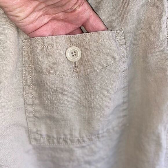 LIZ CLAIBORNE Liz wear khaki linen drawstring 4 pocket shorts - Picture 4 of 16